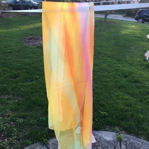 Oblong orange 100%silk summer scarf lightweight